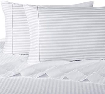Self Striped-White Queen Size Bed Sheets Set 90×100