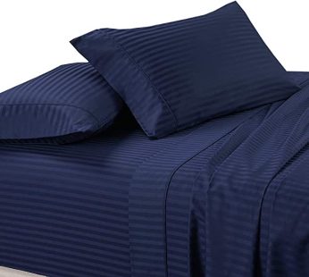 Self Striped- Dark Plum King Size Bed Sheets Set 110×100