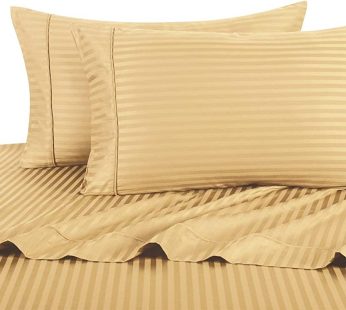 Self Striped- Beige King Size Bed Sheets Set 110×100