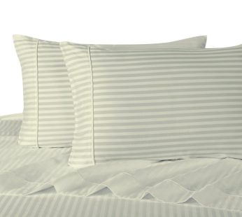 Self Striped – Dark Ivory King Size Bed Sheets Set 110×100