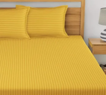 Self Striped- Yellow King Size Bed Sheets Set 110×100