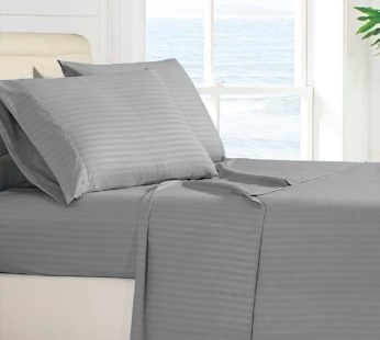 Self Striped- Grey Queen Sizes BedSheets Set 90×100