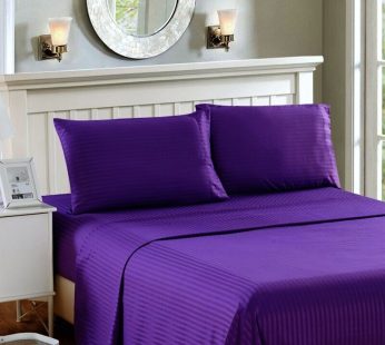 Self Striped- Violet Queen Size Bed Sheets Set 90×100