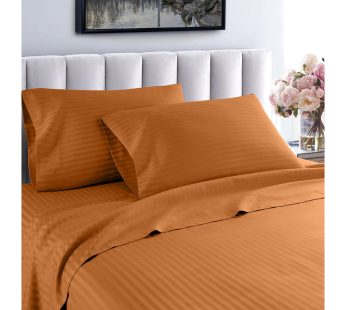 Self Striped- Orange Queen Size Bed Sheets Set 90×100