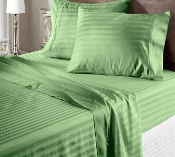Self Striped- Lime Green King Size Bed Sheets Set 110×100