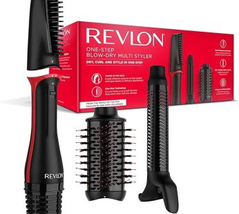 Revlon One Step Blow-Dry Multi Styler – 3 in 1 Dry, Curl and Volumizer with 3 Attachments – Detachable Head, Curler, Dryer, Styler, 4 Settings – 360 Airflow curler