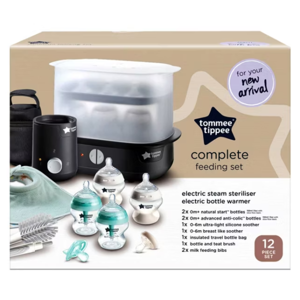 Tommee Tippee - Complete Feeding Set, Steam Steriliser, Bottle Warmer, Bottle Bag, Black