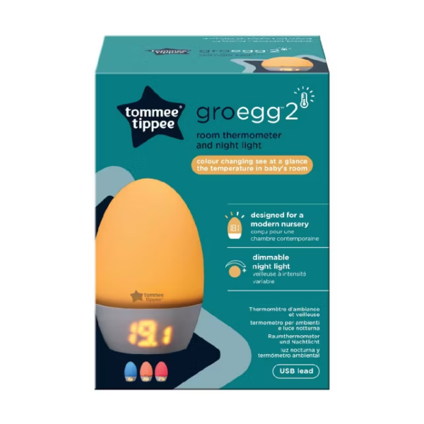 Tommee Tippee - GroEgg2 Gentle Glow Night Light and Digital Colour Changing Room Thermometer with Temperature Display