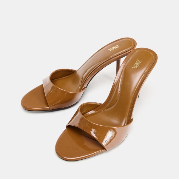ZARA - FAUX PATENT FINISH MULE HEELS
