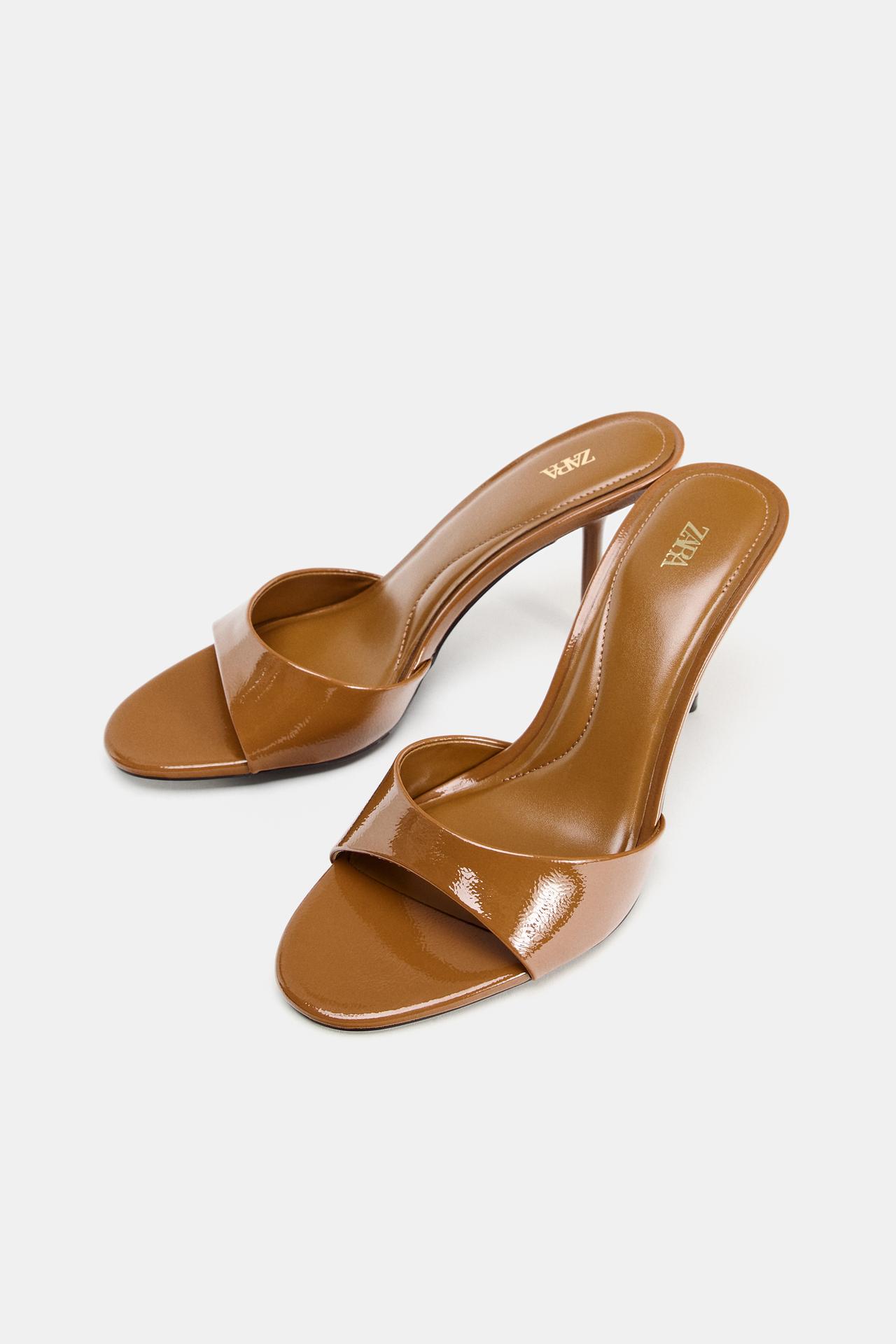 13332710704-e2 ZARA - FAUX PATENT FINISH MULE HEELS - Image 1