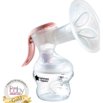 Tommee Tippee - Made for Me Single Manual Breast Pump, Strong Suction, Soft Feel, Ergonomic Handle, Portable Pump, Bottle Inc