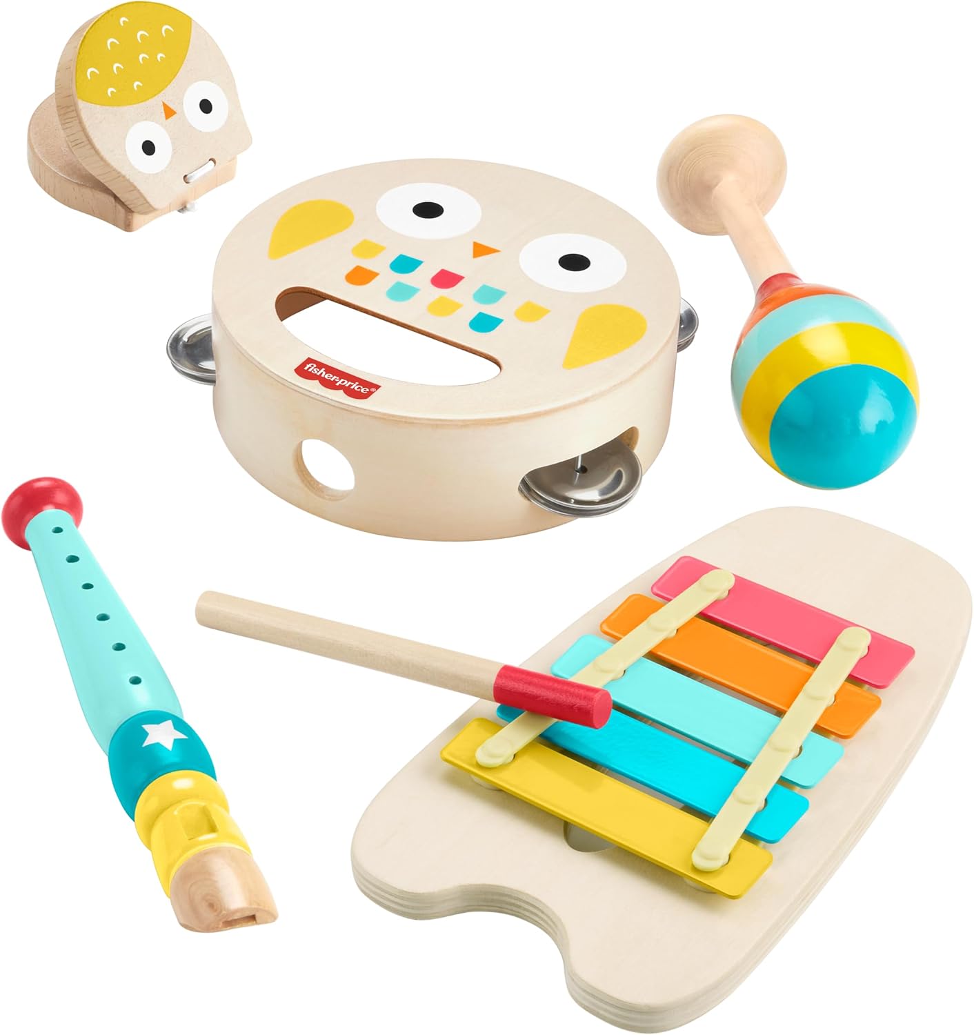 71+Rb-MBdzL._AC_SL1500_ Toddler Wooden Musical Instruments Gift Set with Toy Animals, 6 Wood Pieces for Kids Ages 2+ Years - Image 1