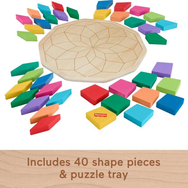 Wooden Puzzle with Mandala Geometric Design, 40 Wood Pieces for Kids Ages 3+ Years