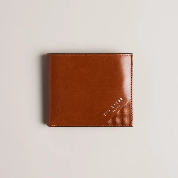 Prugs Embossed Corner Leather Bifold Coin Wallet Tan - Pre Order