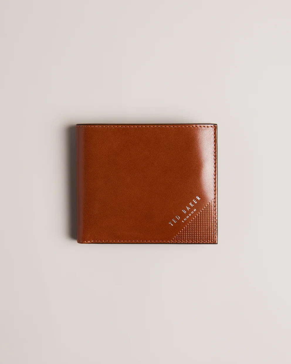 267038_TAN_1 Prugs Embossed Corner Leather Bifold Coin Wallet Tan - Pre Order - Image 1